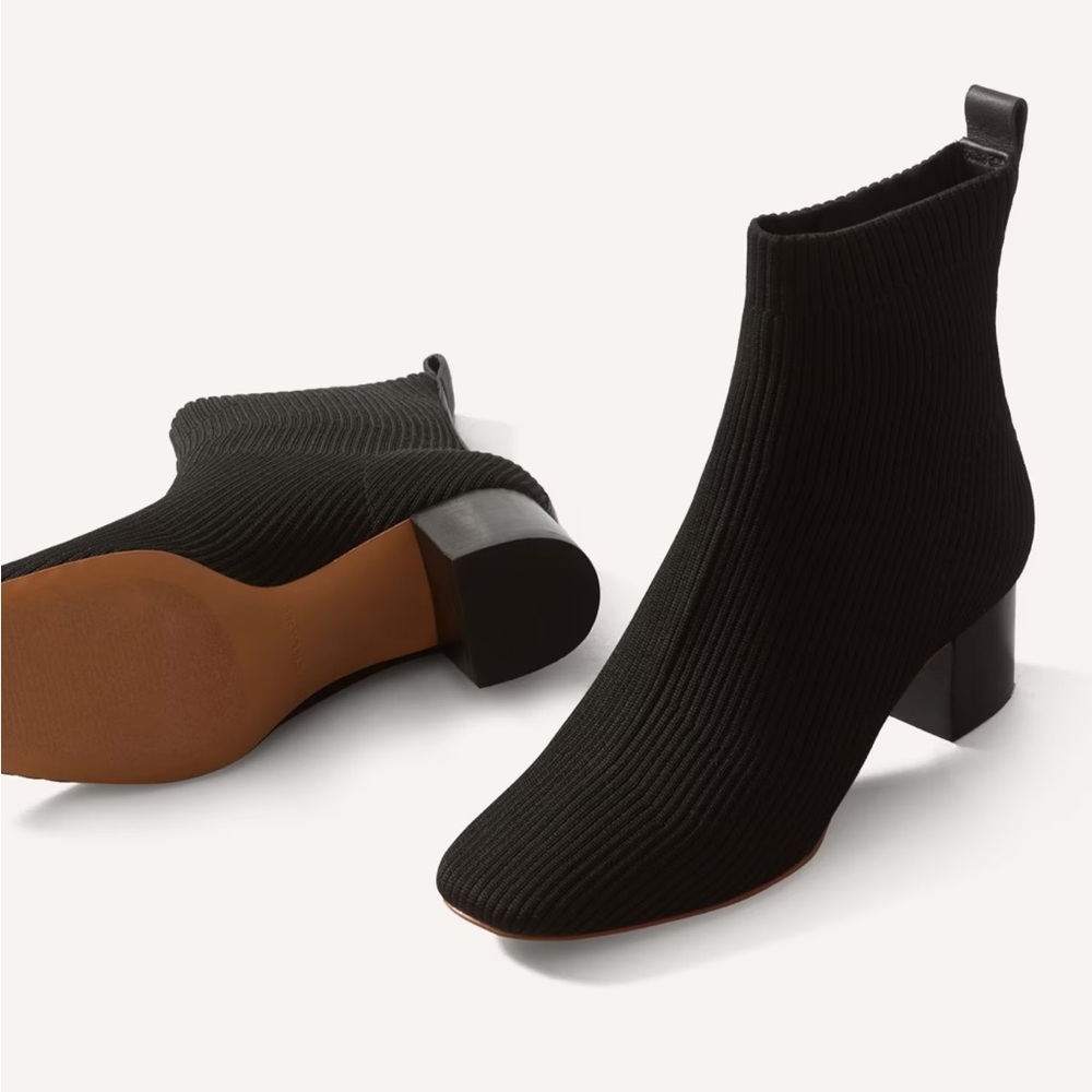 Black Ankle Boots with Pointed Toe and Slip-On Design